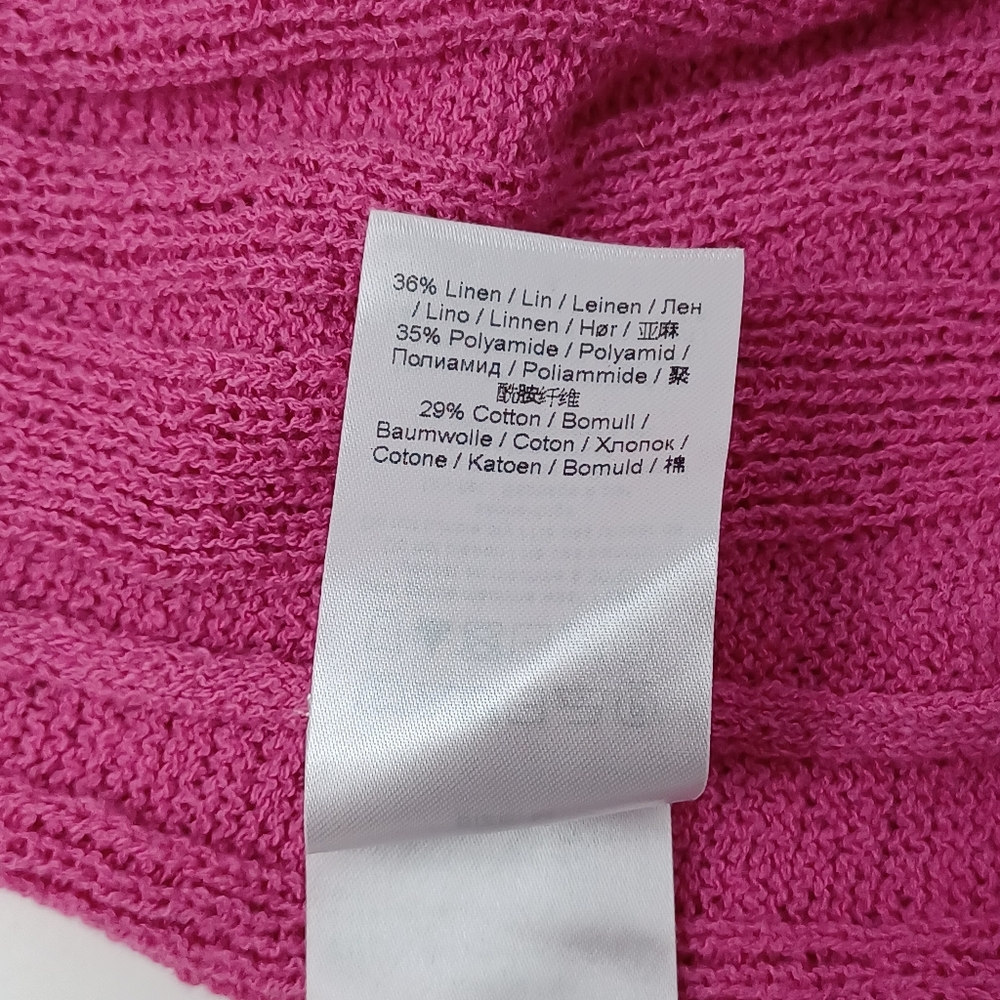 Ganni Ruffle Knit Midi Skirt Size M Women Preppy Linen Blend Pull On In Pink - Picture 15 of 15